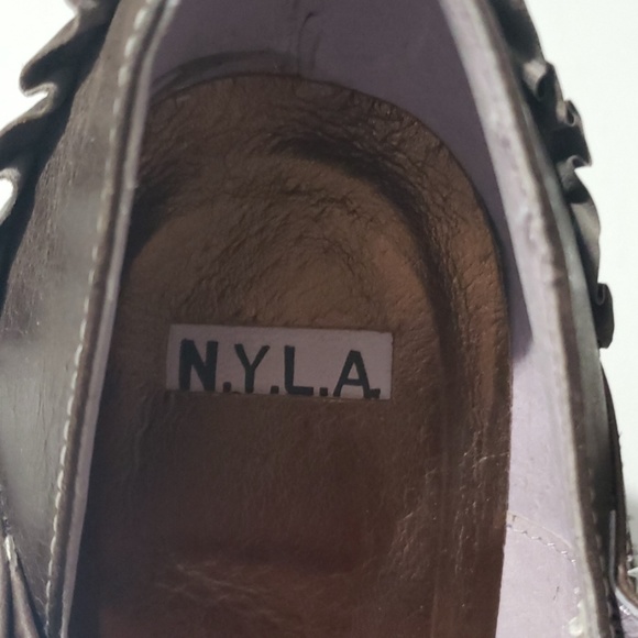 N.Y.L.A Sonia Brown Leather Heels Size 8 - Picture 3 of 7